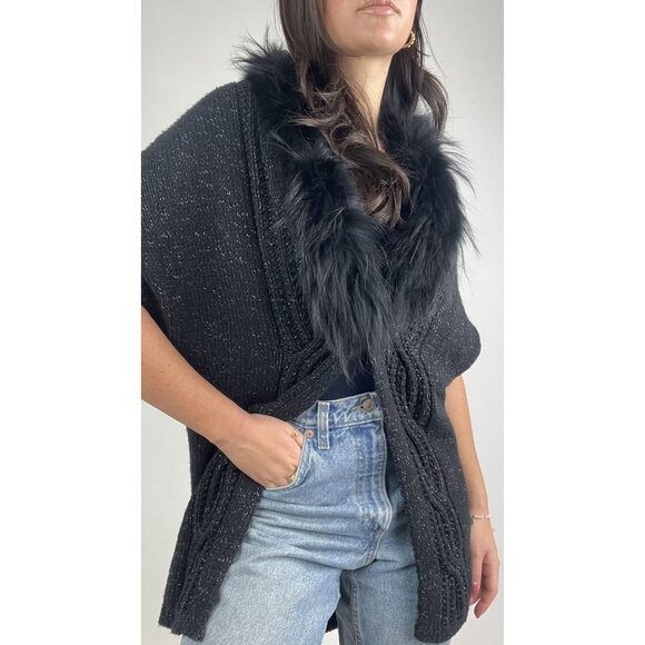 Olsen Europe Fur Trim Cardigan Sweater - Picture 5 of 16